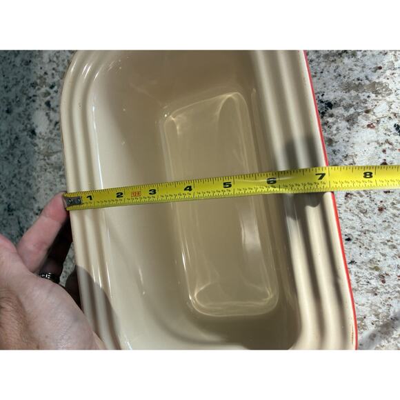 Le Creuset Bread Meatloaf Baking Dish Stoneware Red Loaf Pan Rectangular 9"X5" - Picture 8 of 8
